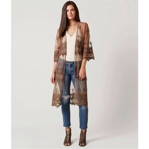 Daytrip Brown Sheer Kimono Top